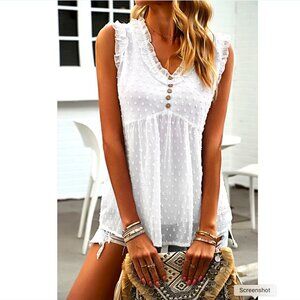 NWT BeachSissi Women's V-Neck Button Sleeveless Top – WMNS Medium